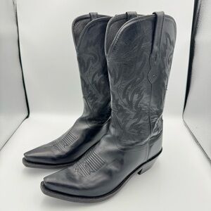 Old West tall black snip toe cowboy boots 10 EE